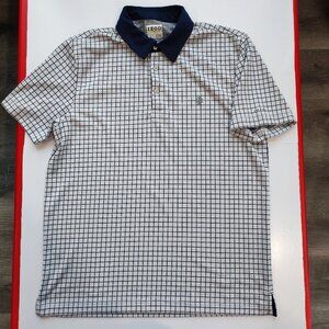 Izod Golf polo shirt active wear white blue checkered men's size M